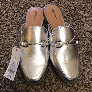 NWT Merona Kona Backless Mule Loafer Silver 7.5